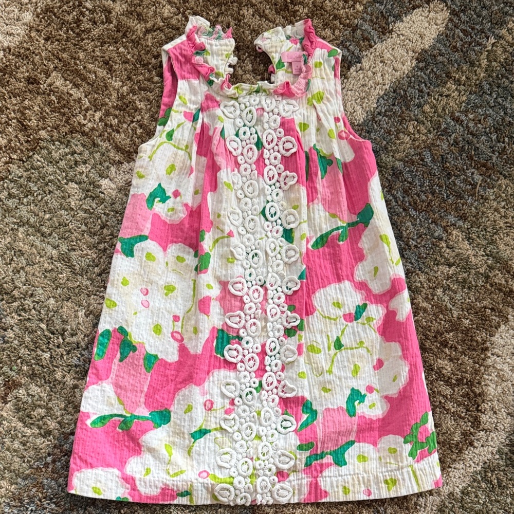 Floral Pink and White Kids Dress